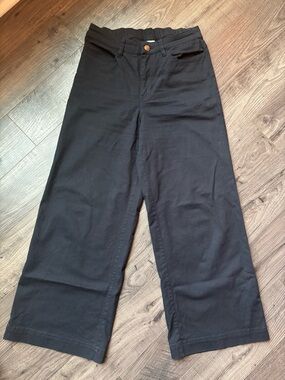 Pact women’s organic stretch cotton twill wide leg pants Black